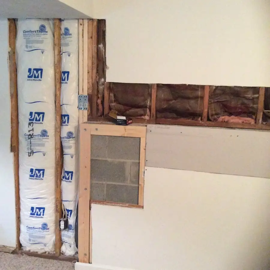 Wall insulation replacement during Contents Cleaning & Restoration in Lynbrook